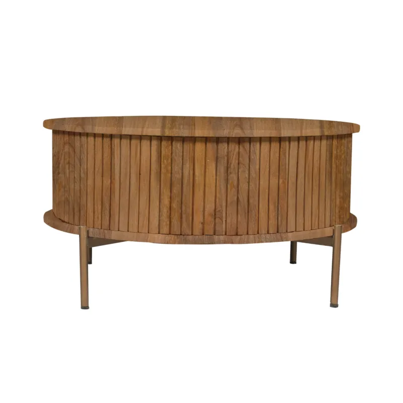 Couchtisch – Rundes Design, Mangoholz Tischplatte, Metallgestell – Madison | Starfurn