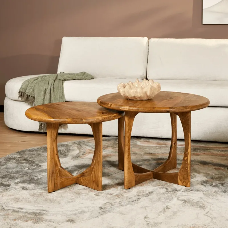 Beistelltisch – Mango Holz, Natur Finish, Rundform, 60cm – Milou | Starfurn