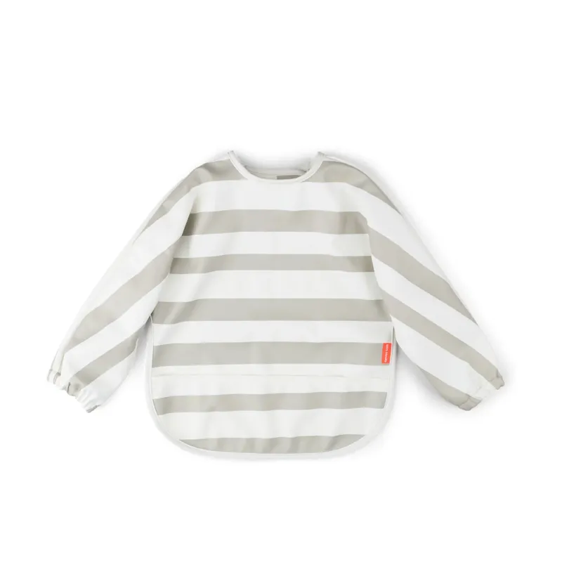 Hagesmæk m/ærmer og lomme - Stripes - Sand