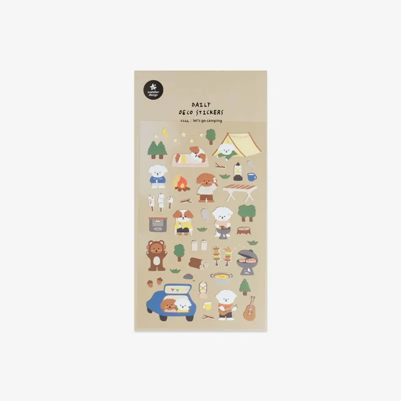 camping themed stickers with cute animals