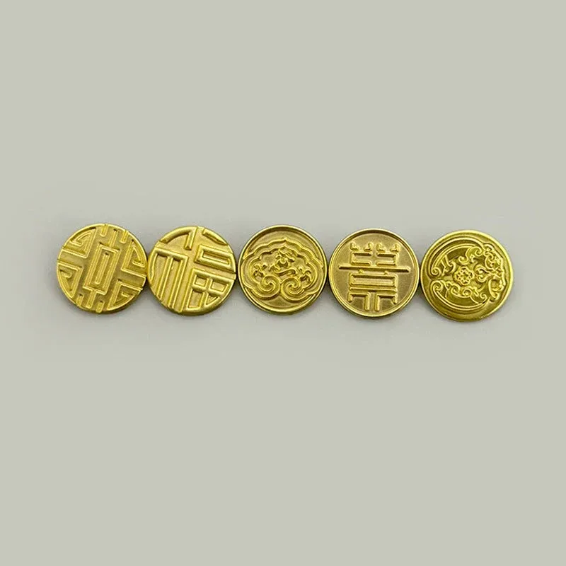 15/20mm New Chinese Style Metal Hand Sewing Buttons with Characters Shanks