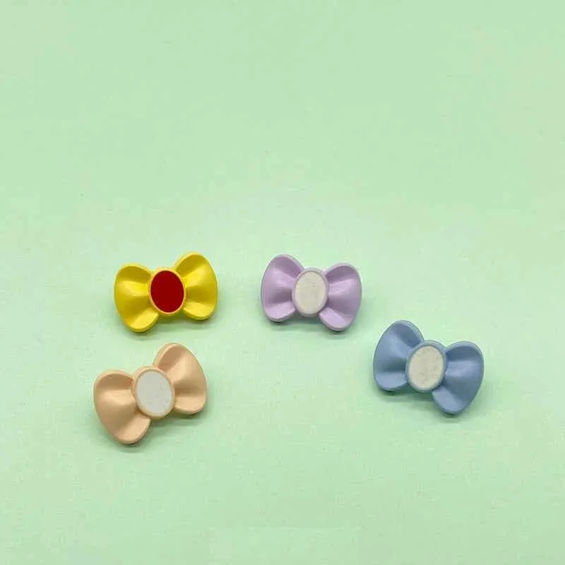 21.5mm Colorful Bow-Shaped Plastic Buttons with Shanks for Children's Clothing 200 Pack
