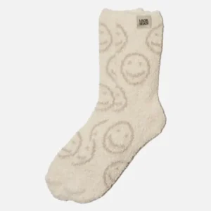 Local Beach Smiley Cozy Socks in Sand & Cream