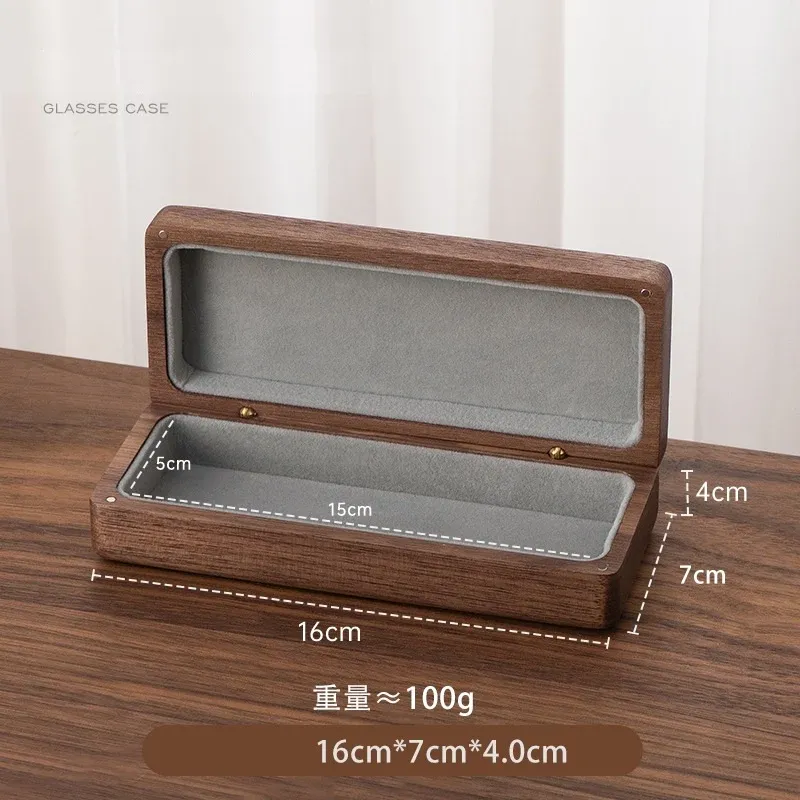 Vintage Solid Wood Eyeglass Case – Hard Shell, Magnetic Snap & Velvet Interior | Walnut or Cherry Walnut