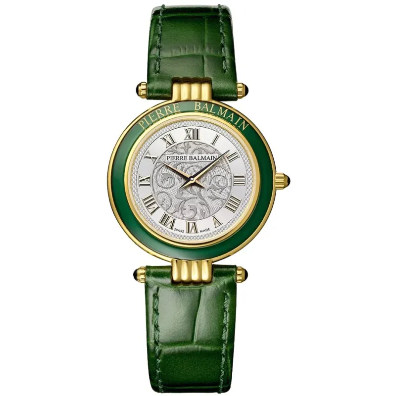 Balmain Haute Elegance Vintage 30mm Silber Grün Leder – B8133.92.12