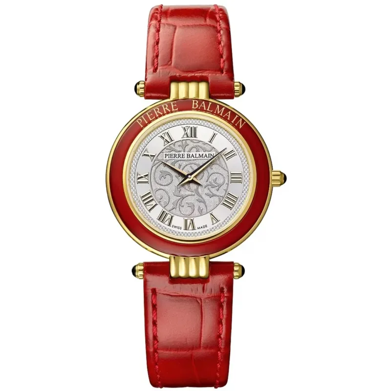 Balmain Haute Elegance Vintage 30mm Silber Rot Leder – B8134.42.12