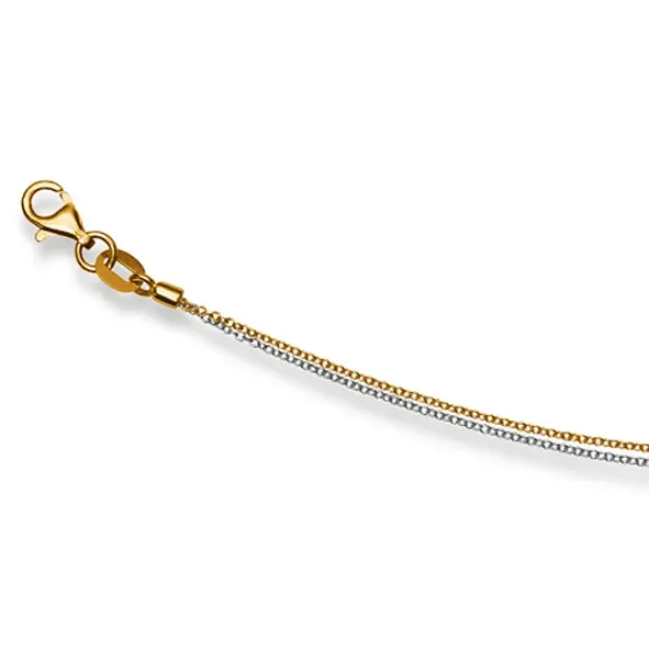 Collier Anker Rund Bicolor 750 Gold | Gelbgold-Weissgold 0.6 mm