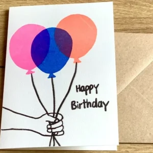 Briefkarte 3 Ballons Happy Birthday SuperJuju - Polly Paper - Umweltfreundliche Schreibwaren