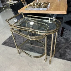 Barwagen Gold, Trolley Gold Glas-Metall, Servierwagen Gold, Breite 75 cm