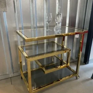 Servierwagen Gold, Servierwagen Glas-Metall Gold