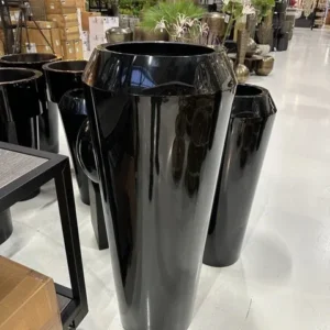 Bodenvase schwarz, Bodenvase Metall groß, Vase schwarz, Höhe 120 cm