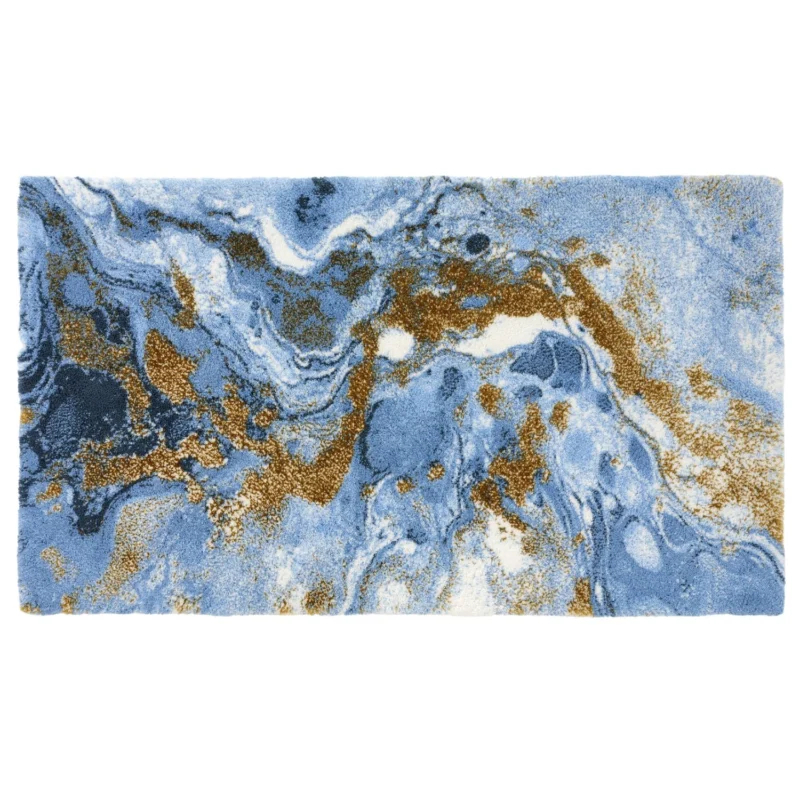 Dandy Blue & Gold Egyptian Cotton Bathroom rug by Abyss & Habidecor