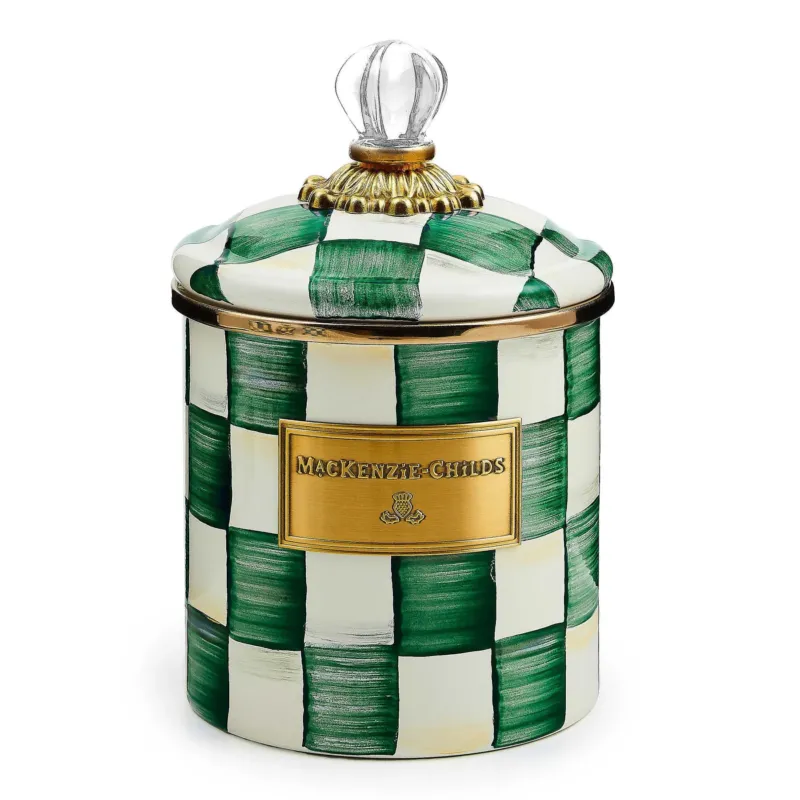 MacKenzie - Childs Emerald Check Small Canister - |VESIMI Design| Luxury Bathrooms and Home Decor