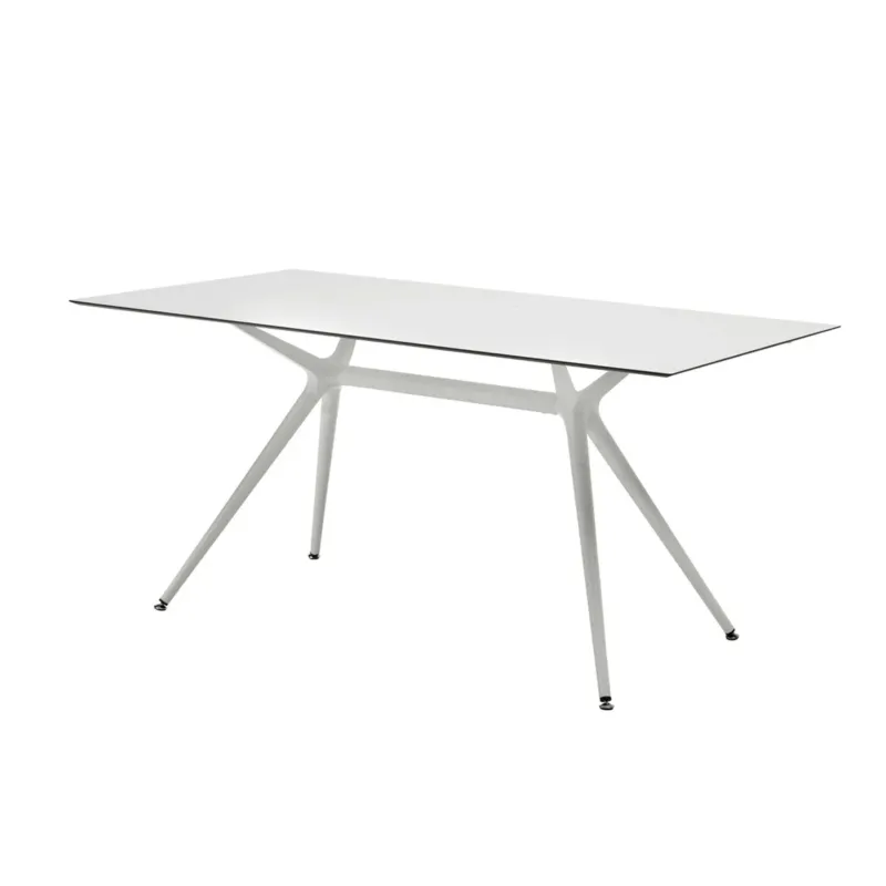 Tisch weiß, Esstisch weiß Metall Gestell, Tisch rechteckig weiß, Breite 180 cm