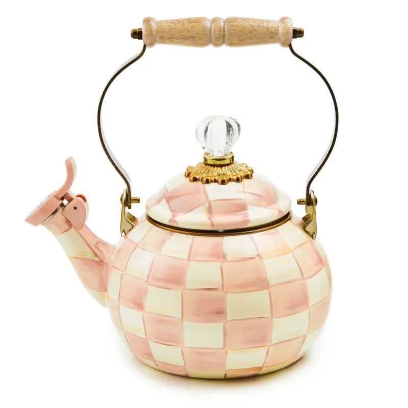 Rosy Check Whistling Tea Kettle by MacKenzie - Childs - |VESIMI Design| Luxury Bathrooms and Home Decor