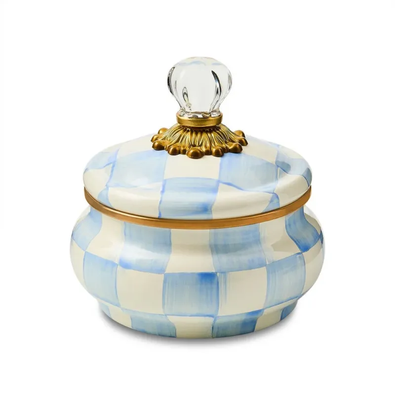 Sky Check Squashed Pot by Mackenzie-Childs