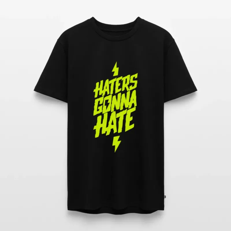 SPOD Männer Premium T-Shirt | Spreadshirt 812 Schwarz / S Haters gonna Hate - Neongelb - Männer Premium T-Shirt E-Bike-Community