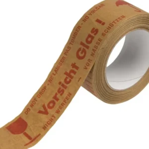 Papierklebeband "Vorsicht Glas" rot auf braun 50m 5cm