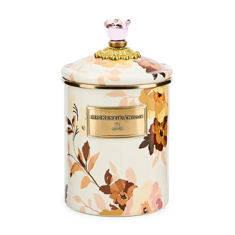 Wild Rose White Medium Canister by MacKenzie-Childs