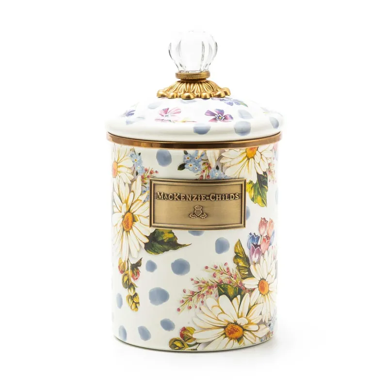 Wildflowers Blue Enamel Medium Canister by Mackenzie Childs - |VESIMI Design|