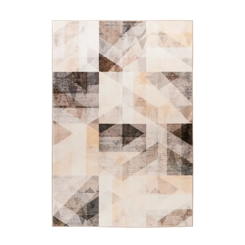 Teppich – Grau-Beige Farbgebung, Vintage Muster, Kurzflor Design, 160 x 230 cm - Saphira 900 | Kayoom